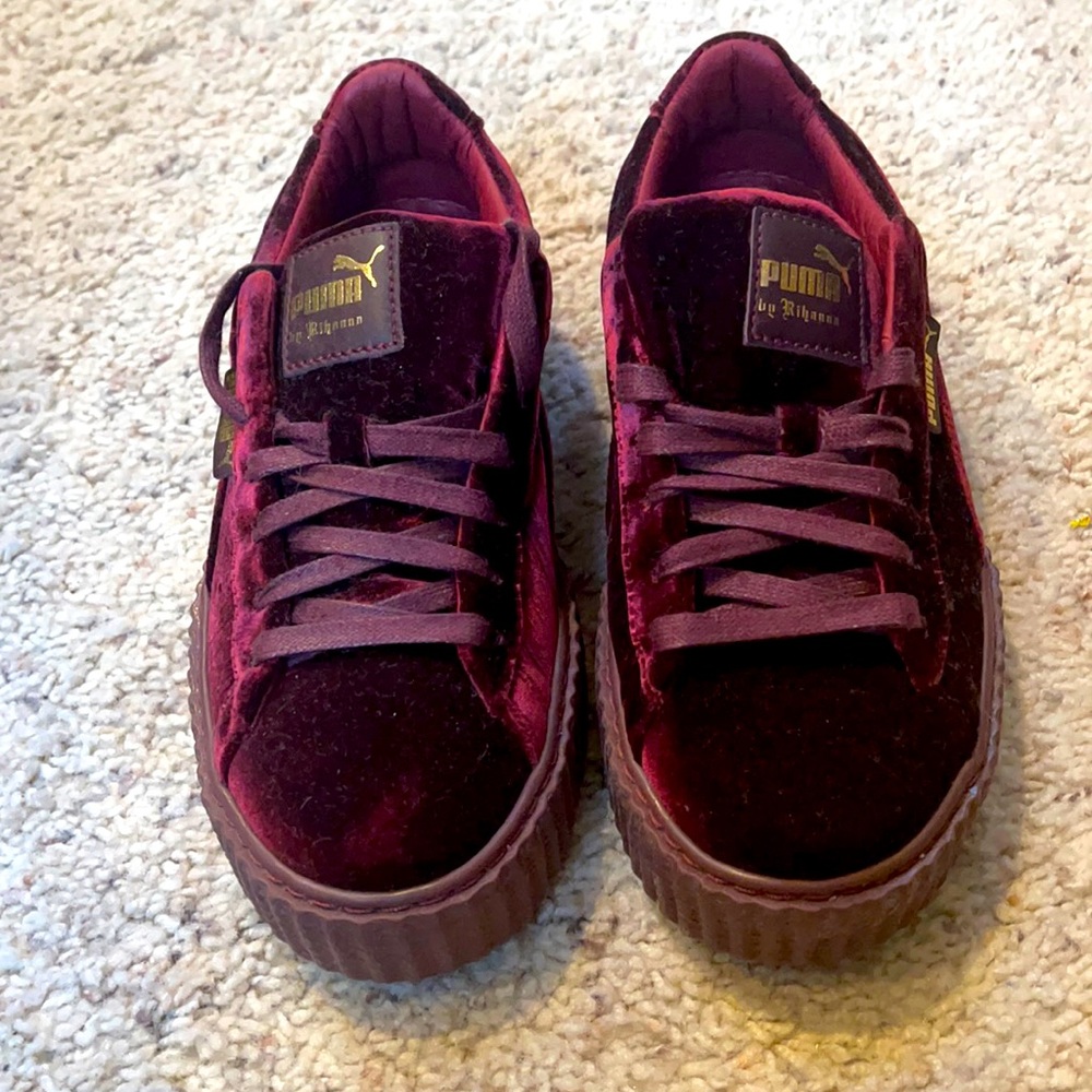Rihanna Fenty Burgundy Creepers. Original dust cloth included. Women’s size 7.5.